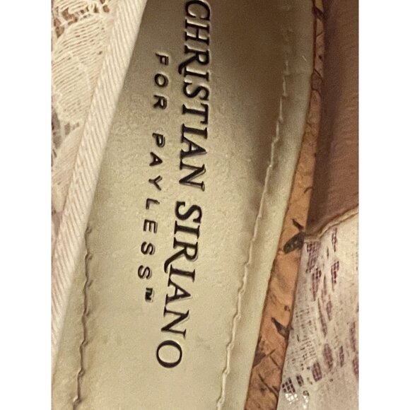 Christian Siriano Lace Peep Toe Cork Stiletto Heels Platform Women's 8.5B Sexy - Picture 8 of 11